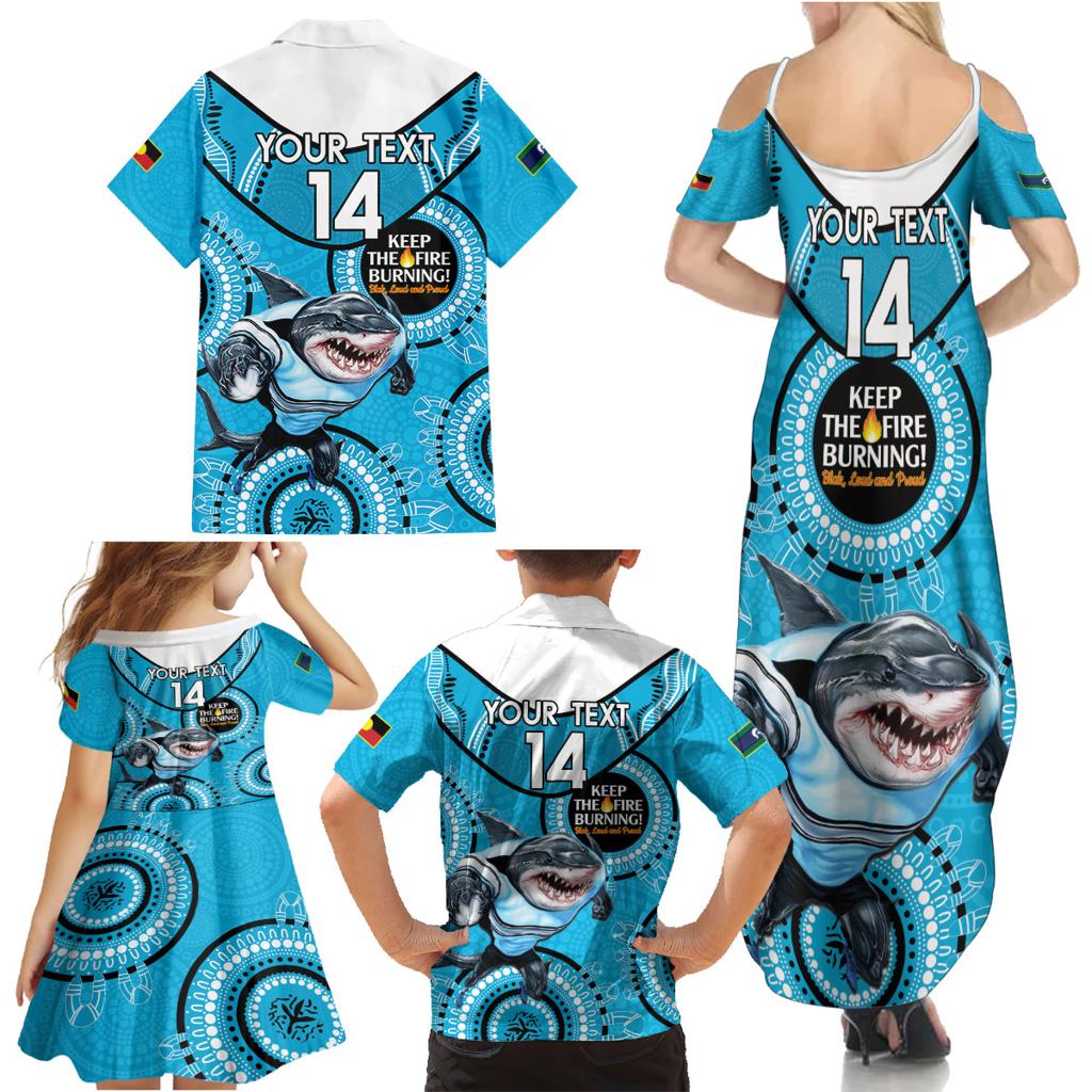 Custom NRL Sharks NAIDOC Week Family Matching Summer Maxi Dress and Hawaiian Shirt Keep The Fire Burning Indigenous Art