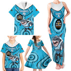 Custom NRL Sharks NAIDOC Week Family Matching Tank Maxi Dress and Hawaiian Shirt Keep The Fire Burning Indigenous Art
