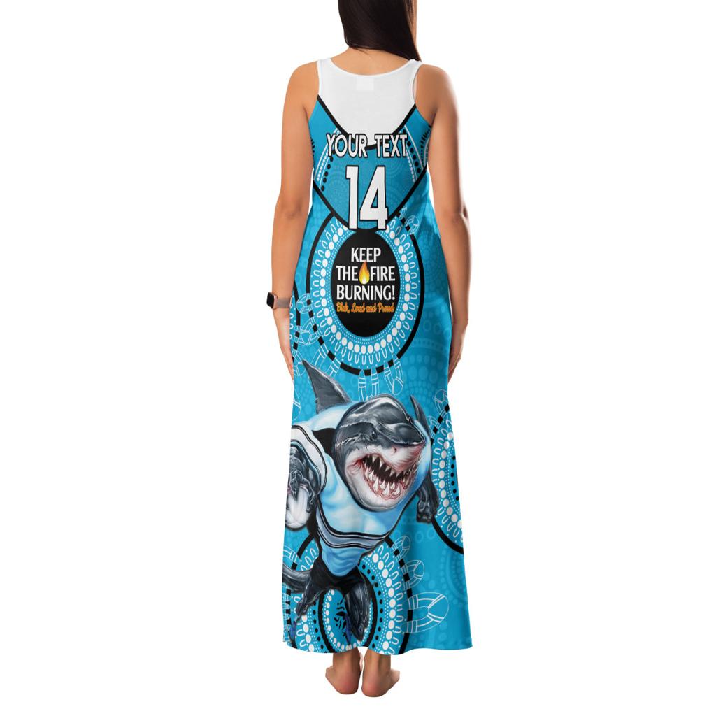 Custom NRL Sharks NAIDOC Week Family Matching Tank Maxi Dress and Hawaiian Shirt Keep The Fire Burning Indigenous Art