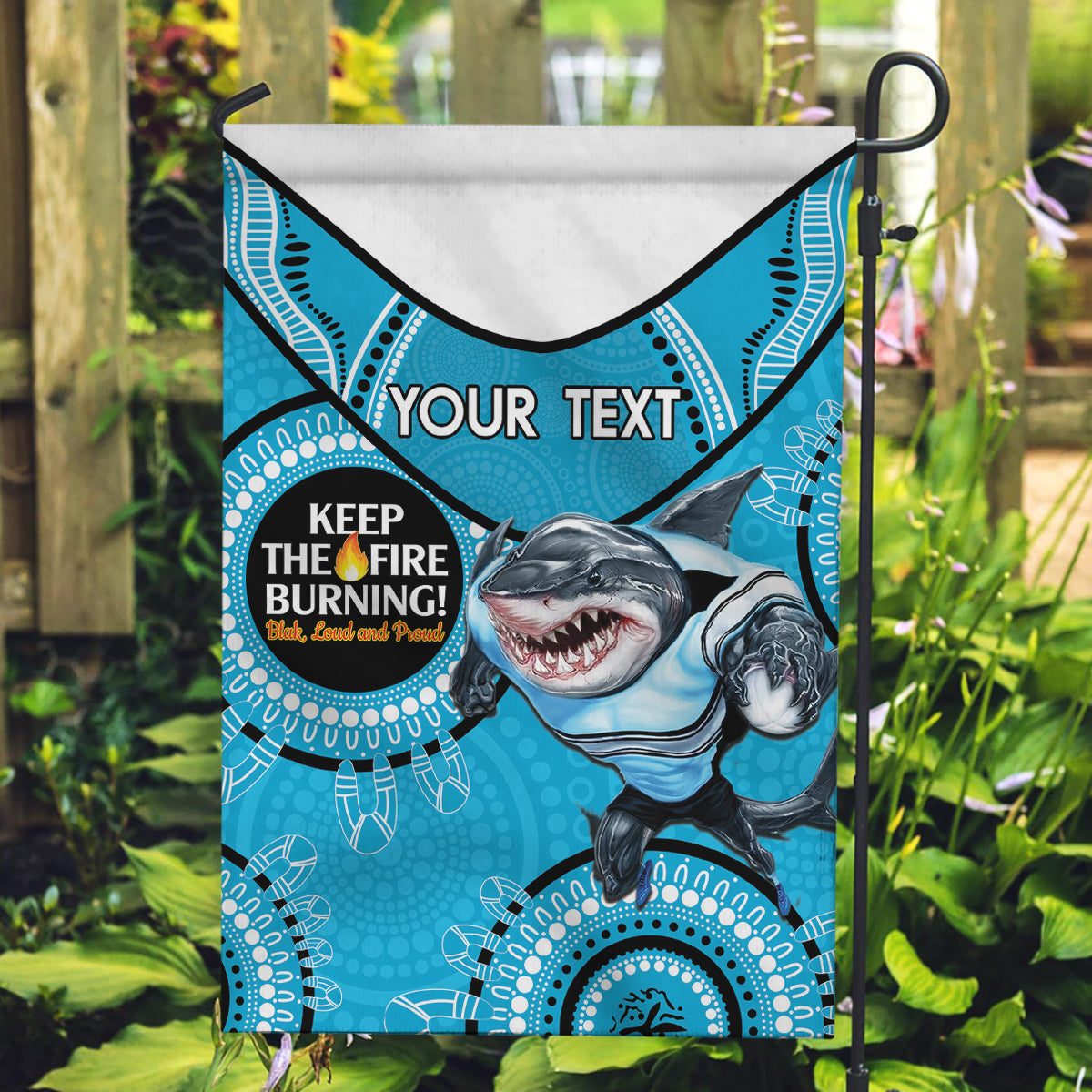 Custom NRL Sharks NAIDOC Week Garden Flag Keep The Fire Burning Indigenous Art