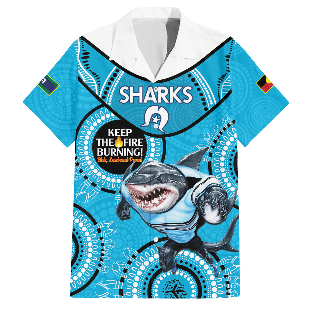 Custom NRL Sharks NAIDOC Week Hawaiian Shirt Keep The Fire Burning Indigenous Art