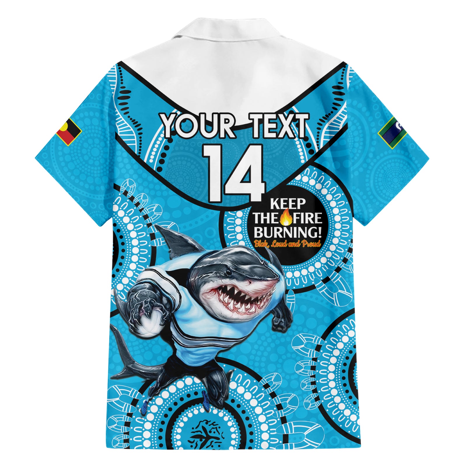 Custom NRL Sharks NAIDOC Week Hawaiian Shirt Keep The Fire Burning Indigenous Art