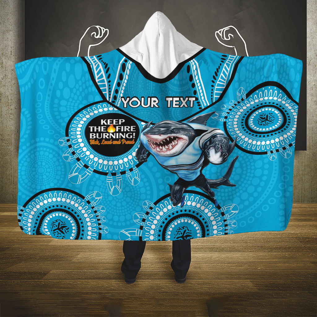 Custom NRL Sharks NAIDOC Week Hooded Blanket Keep The Fire Burning Indigenous Art