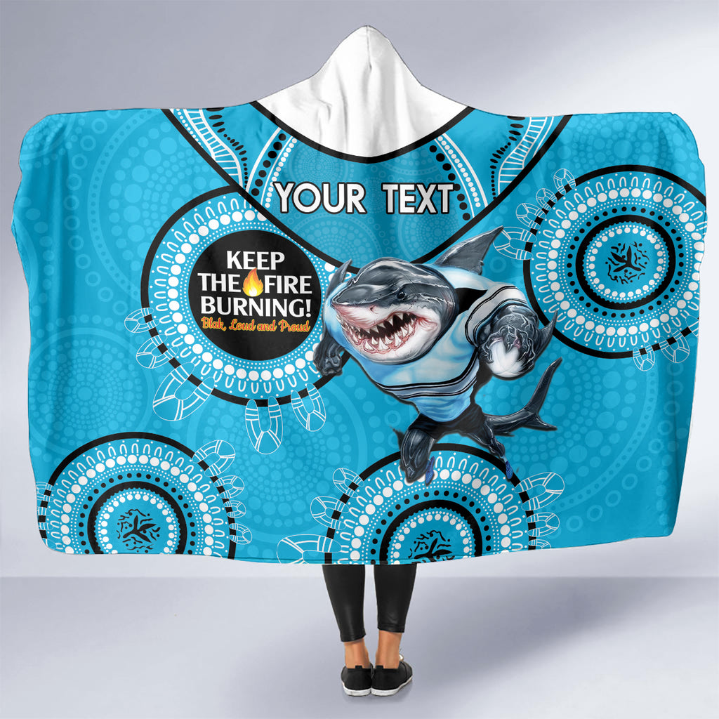 Custom NRL Sharks NAIDOC Week Hooded Blanket Keep The Fire Burning Indigenous Art