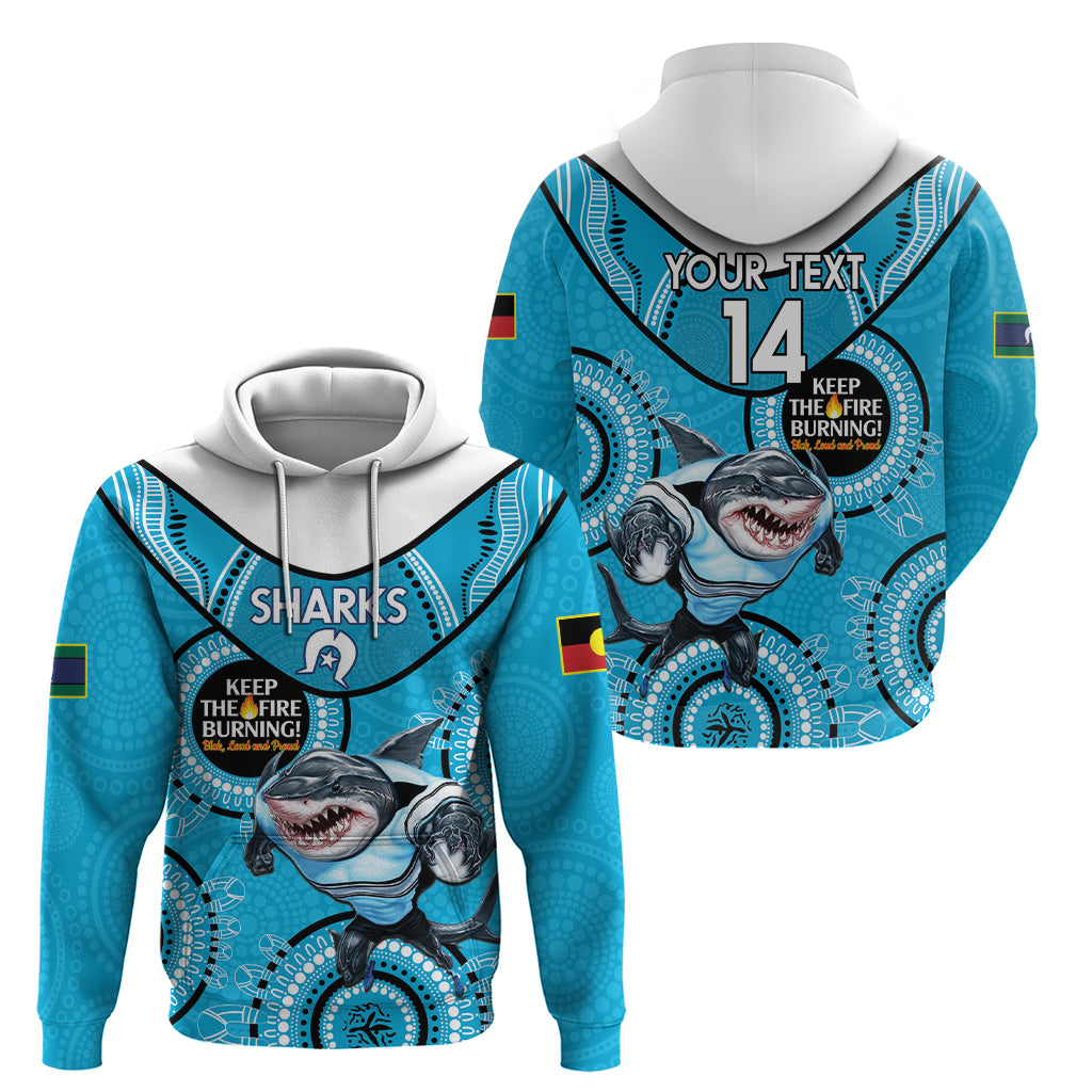 Custom NRL Sharks NAIDOC Week Hoodie Keep The Fire Burning Indigenous Art