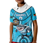 Custom NRL Sharks NAIDOC Week Kid Polo Shirt Keep The Fire Burning Indigenous Art