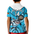Custom NRL Sharks NAIDOC Week Kid Polo Shirt Keep The Fire Burning Indigenous Art