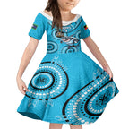 Custom NRL Sharks NAIDOC Week Kid Short Sleeve Dress Keep The Fire Burning Indigenous Art