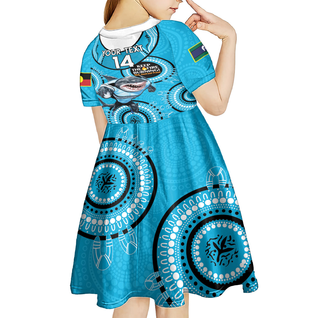 Custom NRL Sharks NAIDOC Week Kid Short Sleeve Dress Keep The Fire Burning Indigenous Art