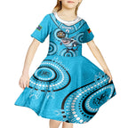 Custom NRL Sharks NAIDOC Week Kid Short Sleeve Dress Keep The Fire Burning Indigenous Art