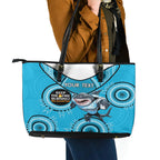 Custom NRL Sharks NAIDOC Week Leather Tote Bag Keep The Fire Burning Indigenous Art