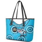 Custom NRL Sharks NAIDOC Week Leather Tote Bag Keep The Fire Burning Indigenous Art