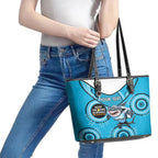 Custom NRL Sharks NAIDOC Week Leather Tote Bag Keep The Fire Burning Indigenous Art