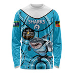 Custom NRL Sharks NAIDOC Week Long Sleeve Shirt Keep The Fire Burning Indigenous Art
