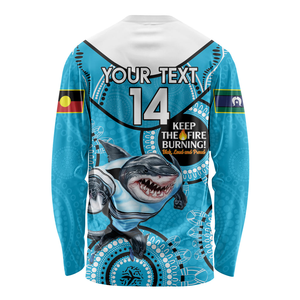 Custom NRL Sharks NAIDOC Week Long Sleeve Shirt Keep The Fire Burning Indigenous Art