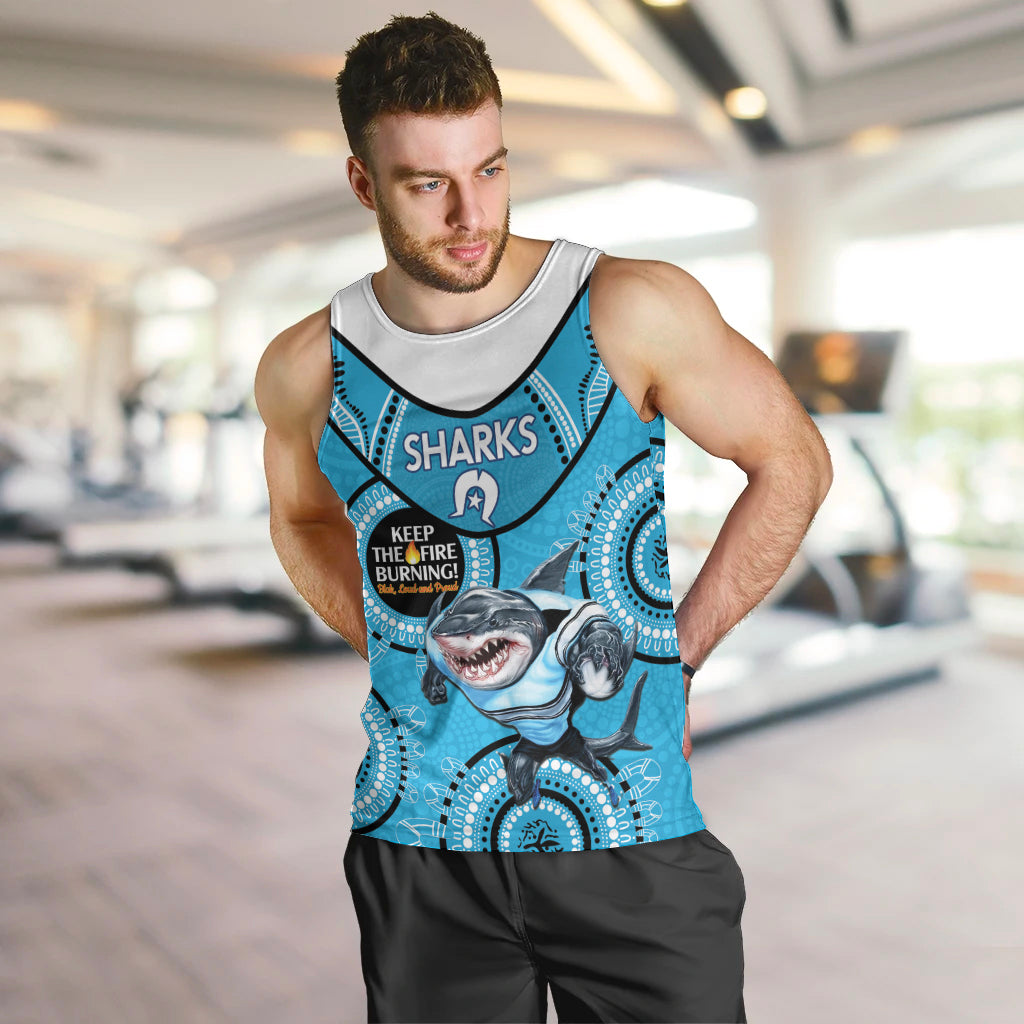Custom NRL Sharks NAIDOC Week Men Tank Top Keep The Fire Burning Indigenous Art