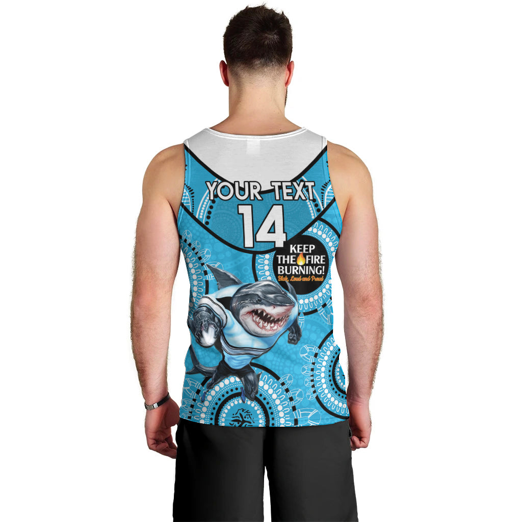 Custom NRL Sharks NAIDOC Week Men Tank Top Keep The Fire Burning Indigenous Art