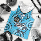 Custom NRL Sharks NAIDOC Week Men Tank Top Keep The Fire Burning Indigenous Art