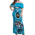 Custom NRL Sharks NAIDOC Week Off Shoulder Maxi Dress Keep The Fire Burning Indigenous Art