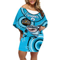 Custom NRL Sharks NAIDOC Week Off Shoulder Short Dress Keep The Fire Burning Indigenous Art