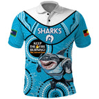 Custom NRL Sharks NAIDOC Week Polo Shirt Keep The Fire Burning Indigenous Art