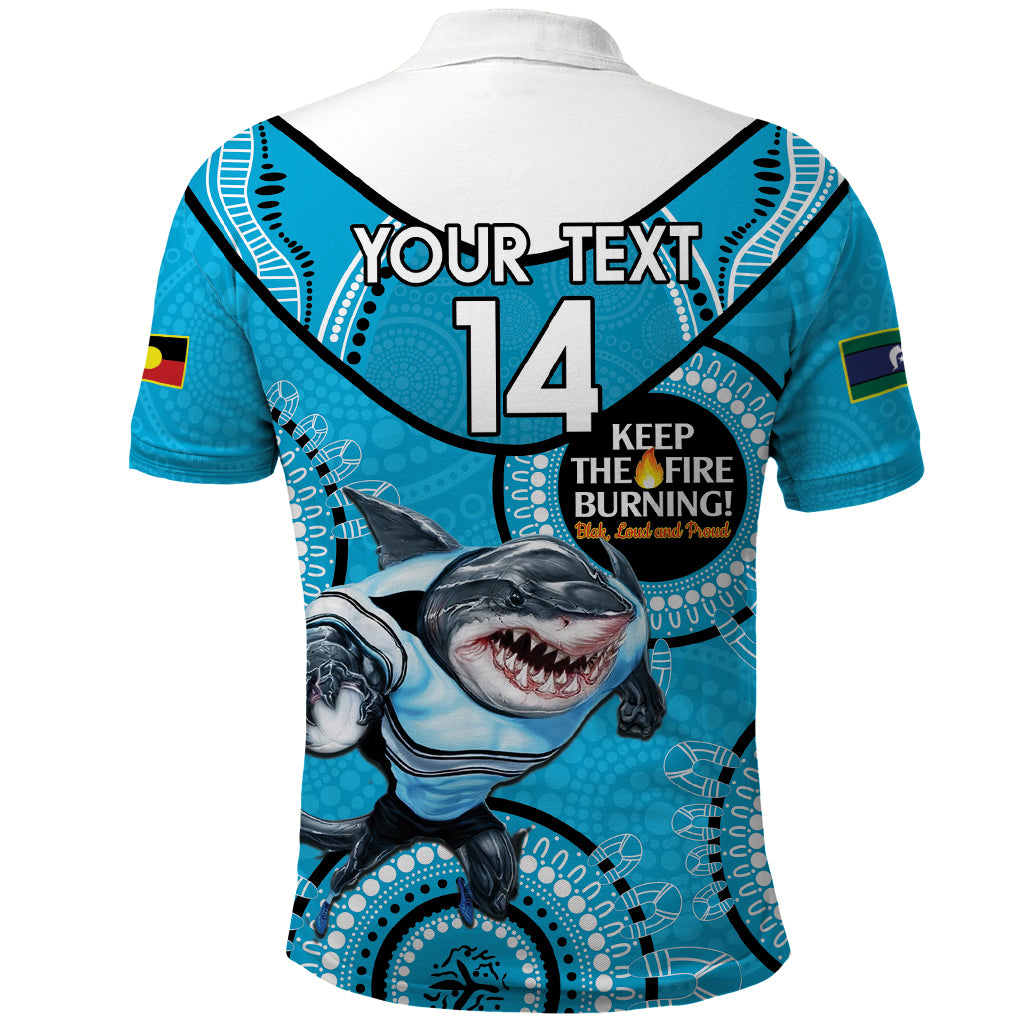 Custom NRL Sharks NAIDOC Week Polo Shirt Keep The Fire Burning Indigenous Art