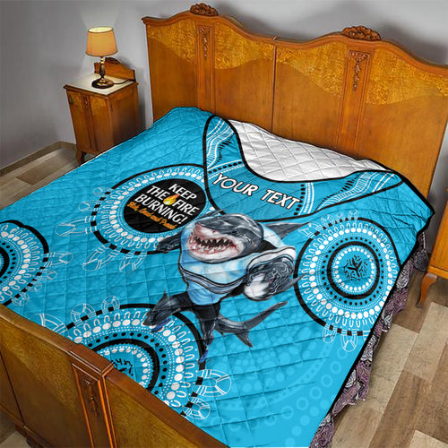 Custom NRL Sharks NAIDOC Week Quilt Keep The Fire Burning Indigenous Art
