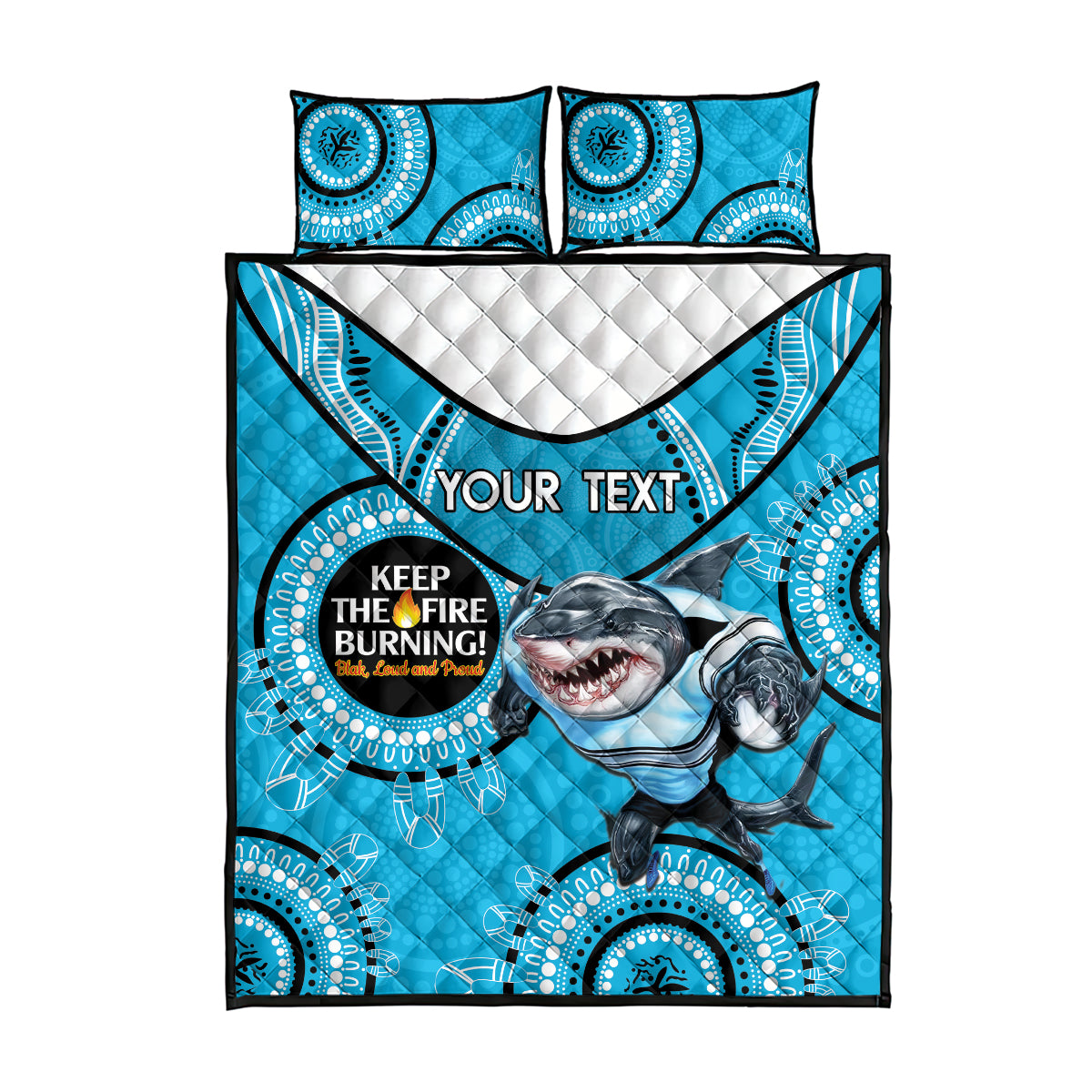 Custom NRL Sharks NAIDOC Week Quilt Bed Set Keep The Fire Burning Indigenous Art