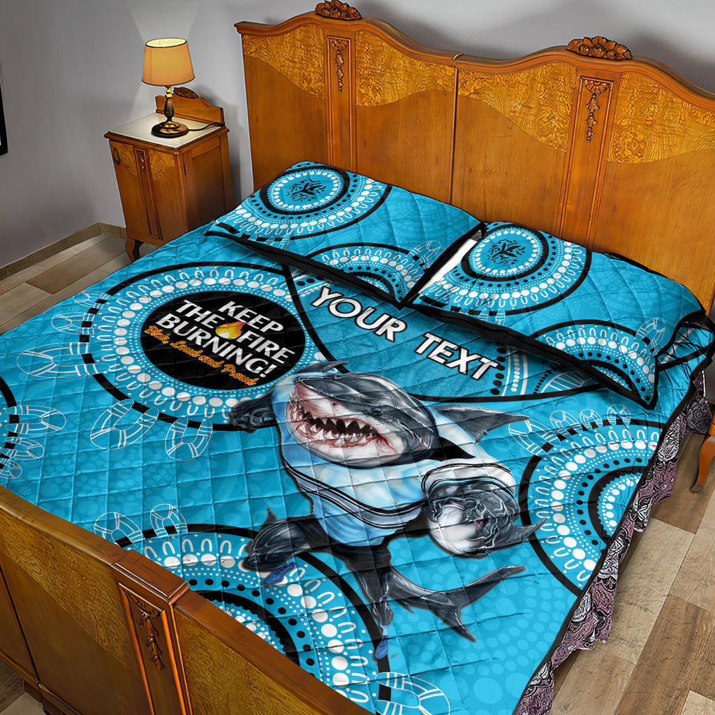 Custom NRL Sharks NAIDOC Week Quilt Bed Set Keep The Fire Burning Indigenous Art