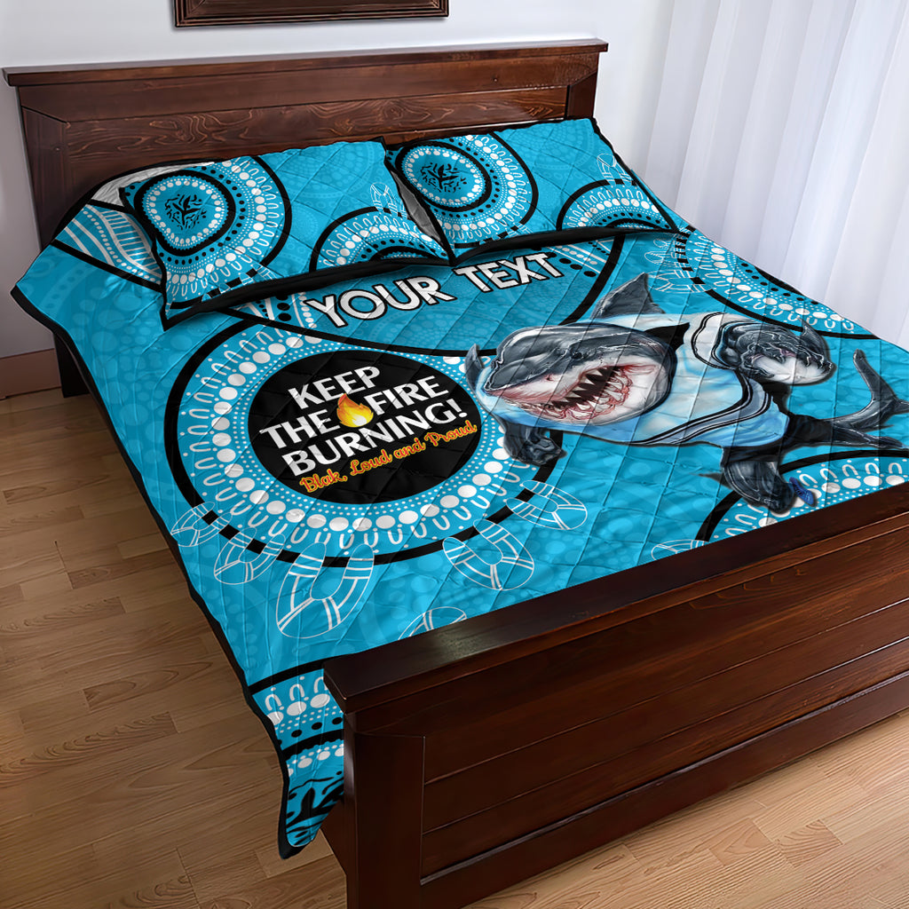 Custom NRL Sharks NAIDOC Week Quilt Bed Set Keep The Fire Burning Indigenous Art