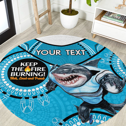 Custom NRL Sharks NAIDOC Week Round Carpet Keep The Fire Burning Indigenous Art