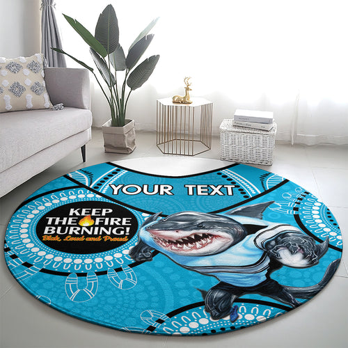 Custom NRL Sharks NAIDOC Week Round Carpet Keep The Fire Burning Indigenous Art