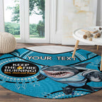 Custom NRL Sharks NAIDOC Week Round Carpet Keep The Fire Burning Indigenous Art