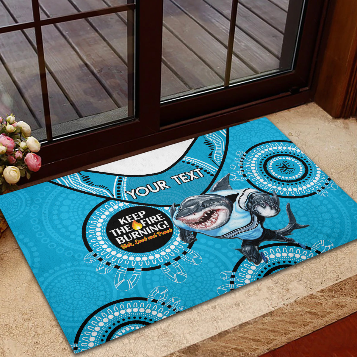 Custom NRL Sharks NAIDOC Week Rubber Doormat Keep The Fire Burning Indigenous Art