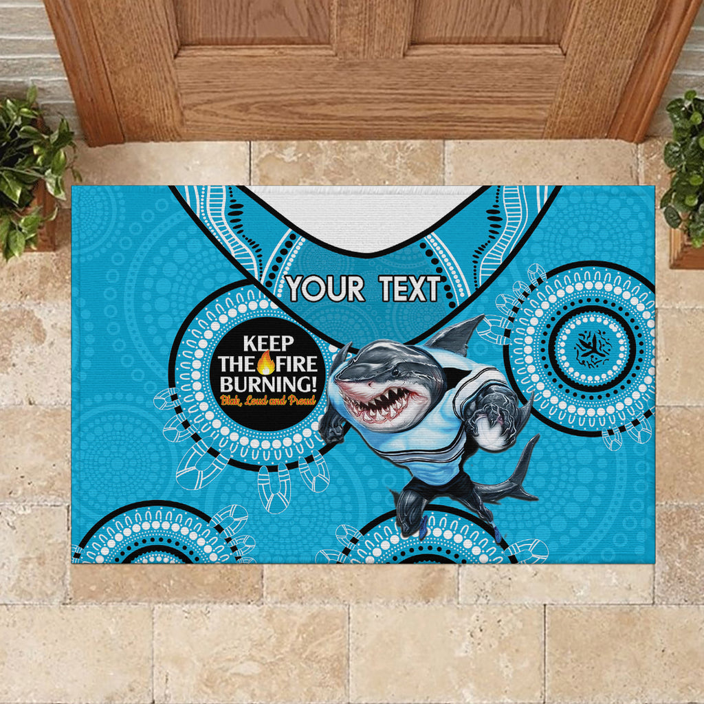Custom NRL Sharks NAIDOC Week Rubber Doormat Keep The Fire Burning Indigenous Art