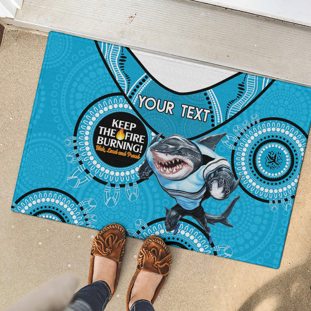 Custom NRL Sharks NAIDOC Week Rubber Doormat Keep The Fire Burning Indigenous Art