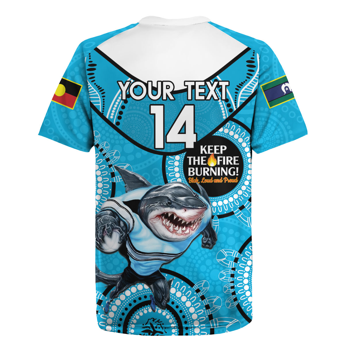 Custom NRL Sharks NAIDOC Week Rugby Jersey Keep The Fire Burning Indigenous Art
