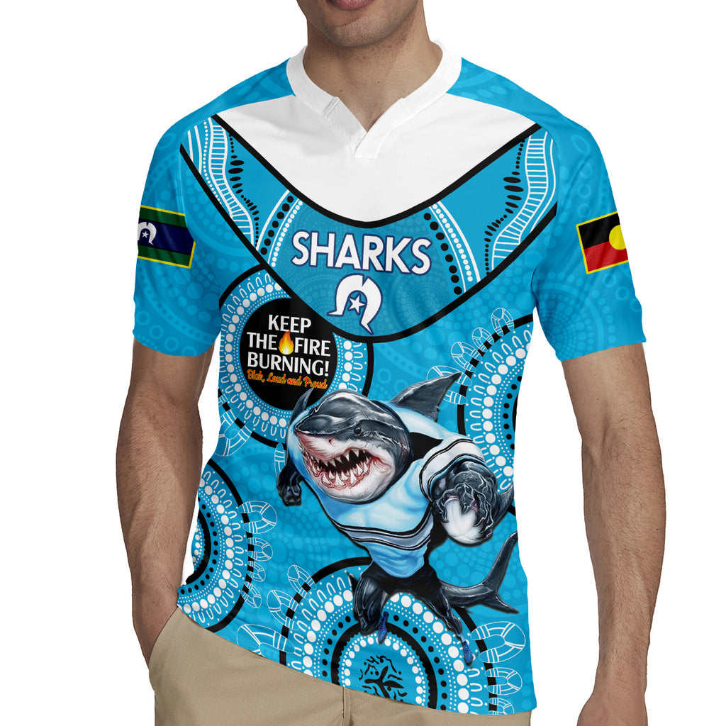 Custom NRL Sharks NAIDOC Week Rugby Jersey Keep The Fire Burning Indigenous Art