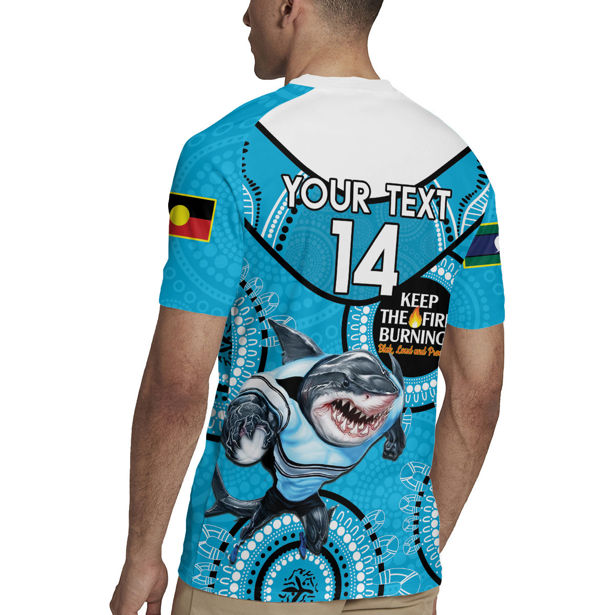 Custom NRL Sharks NAIDOC Week Rugby Jersey Keep The Fire Burning Indigenous Art