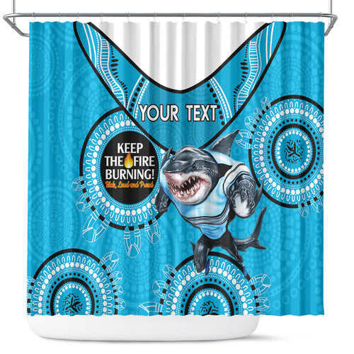 Custom NRL Sharks NAIDOC Week Shower Curtain Keep The Fire Burning Indigenous Art