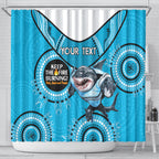 Custom NRL Sharks NAIDOC Week Shower Curtain Keep The Fire Burning Indigenous Art