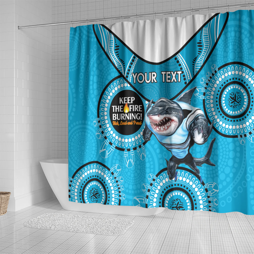 Custom NRL Sharks NAIDOC Week Shower Curtain Keep The Fire Burning Indigenous Art