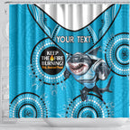 Custom NRL Sharks NAIDOC Week Shower Curtain Keep The Fire Burning Indigenous Art
