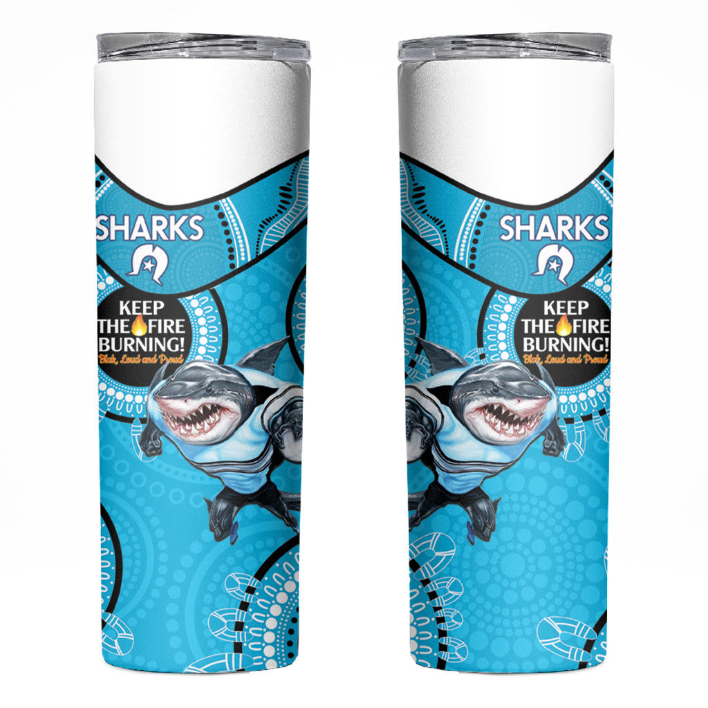 NRL Sharks NAIDOC Week Skinny Tumbler Keep The Fire Burning Indigenous Art