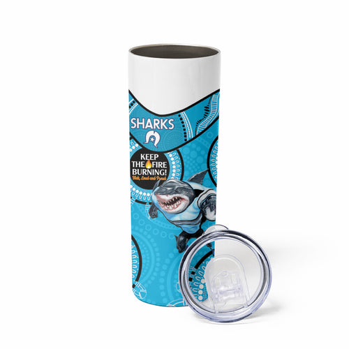 NRL Sharks NAIDOC Week Skinny Tumbler Keep The Fire Burning Indigenous Art