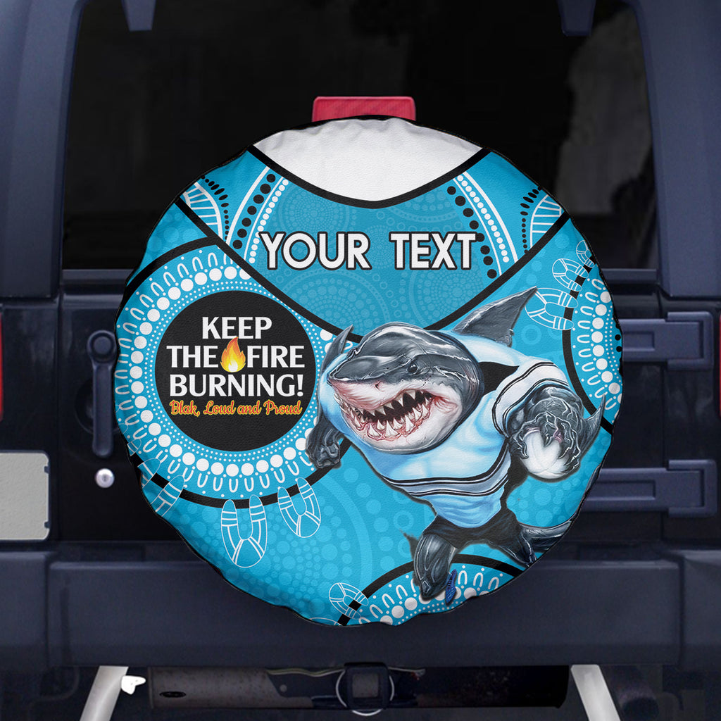 Custom NRL Sharks NAIDOC Week Spare Tire Cover Keep The Fire Burning Indigenous Art