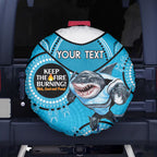 Custom NRL Sharks NAIDOC Week Spare Tire Cover Keep The Fire Burning Indigenous Art