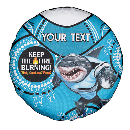 Custom NRL Sharks NAIDOC Week Spare Tire Cover Keep The Fire Burning Indigenous Art