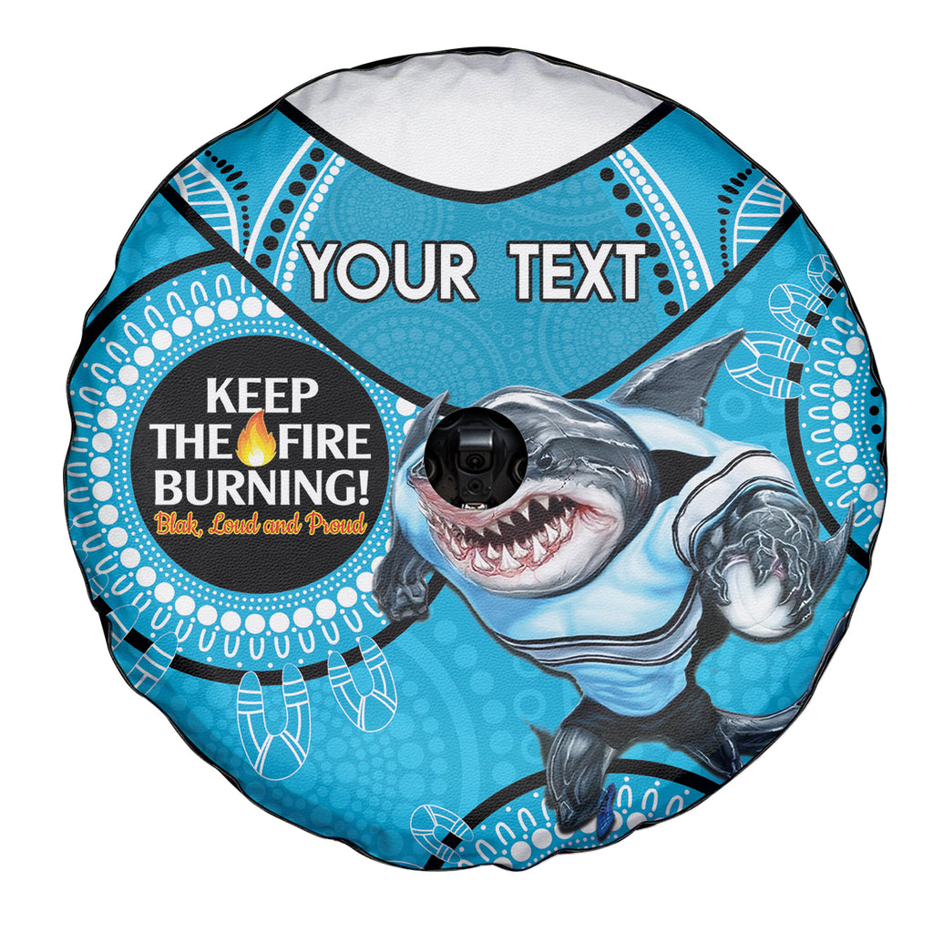 Custom NRL Sharks NAIDOC Week Spare Tire Cover Keep The Fire Burning Indigenous Art