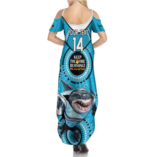 Custom NRL Sharks NAIDOC Week Summer Maxi Dress Keep The Fire Burning Indigenous Art